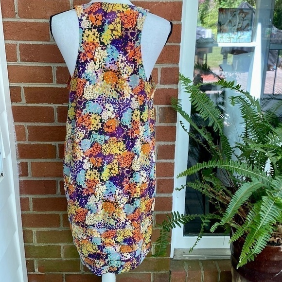 Ali Ro Colorful Floral Pleated Silk Dress Sz 12 - Picture 7 of 10